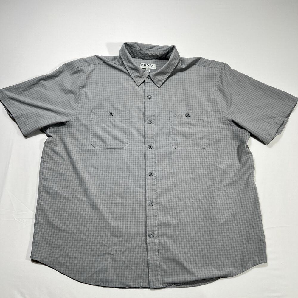 Orvis Men’s XXL Gray Plaid Fishing Hiking Outdoor Performance Shirt Button Down